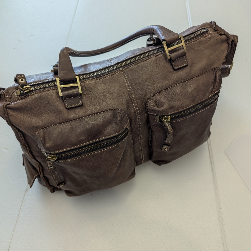 Sundance Brown Boho Leather Slouchy Crossbody or Satchel